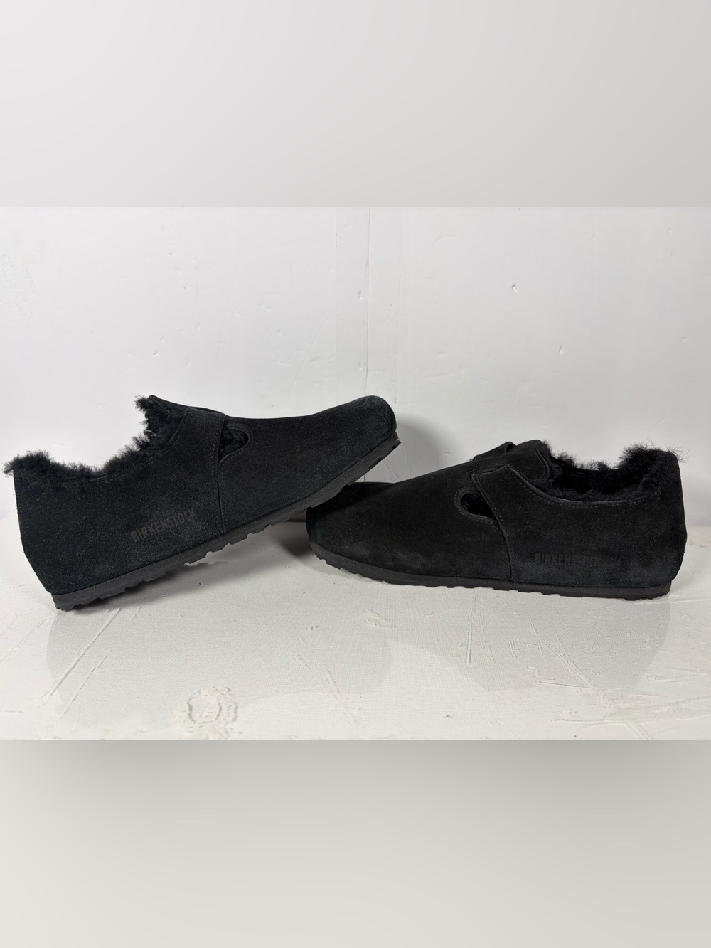 Birkenstock Boston Shearling Black Suede Clogs EU 37 US 6-6.5 Fur Lined - Picture 3 of 10